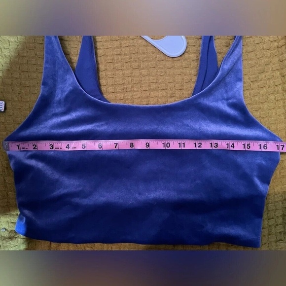 Athleta Plush Velvet Open Back Crop Workout Tank Top size L - Noble Blue - Picture 5 of 10